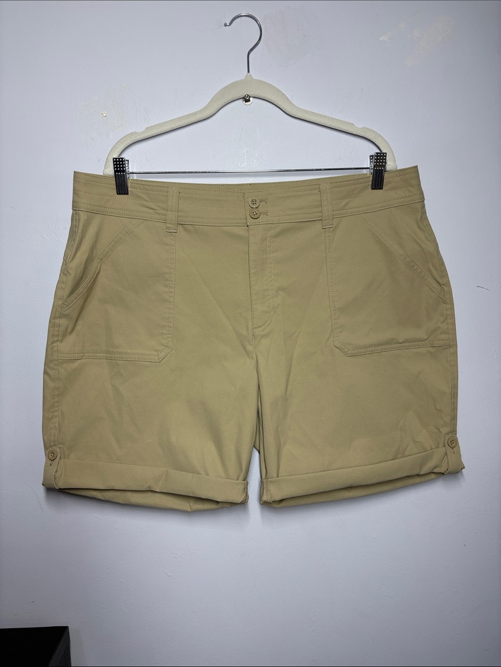 Eddie Bauer Women's Roll-Cuff Bermuda Shorts in Light Khaki